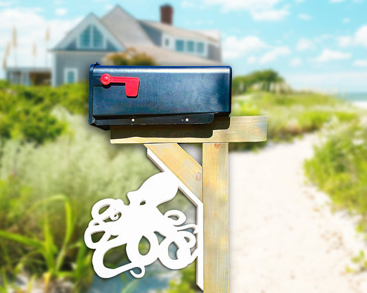 octopus mailbox bracket, outdoor coastal beach house mailbox decor