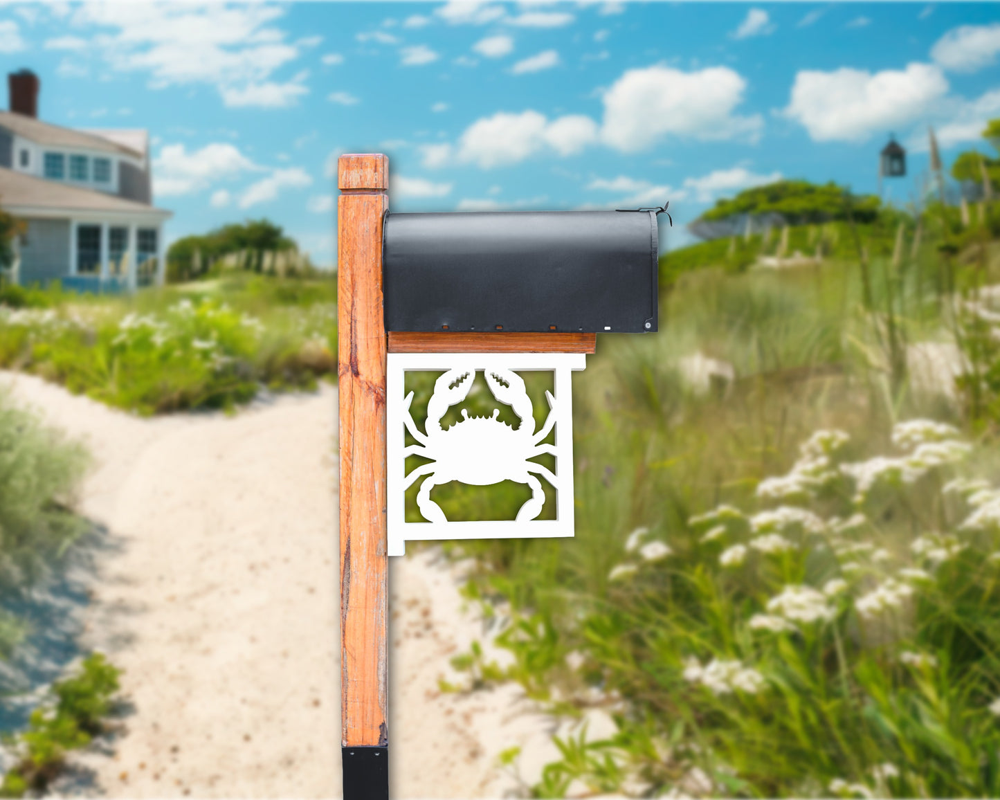 Crab Mailbox Bracket – Nautical Beach House Coastal Mailbox Accent (90 Degree Posts)