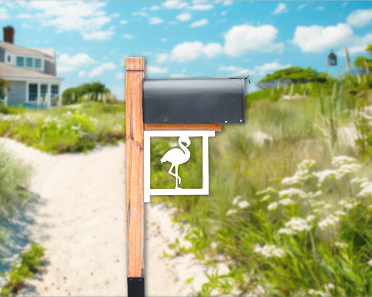 tropical flamingo mailbox bracket, outdoor beach house mailbox decor