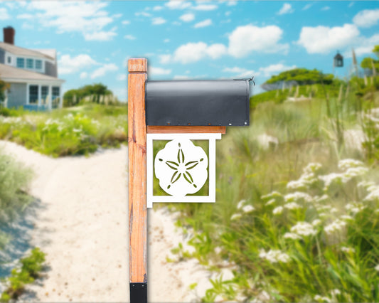 sand dollar mailbox bracket, outdoor coastal beach house decor