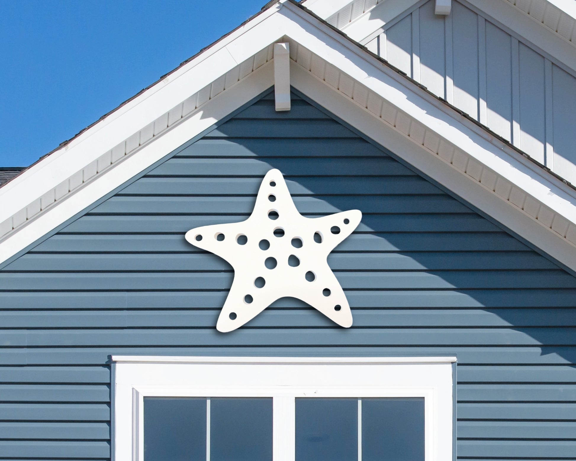 outdoor starfish wall art sign, exterior beach house coastal home decor
