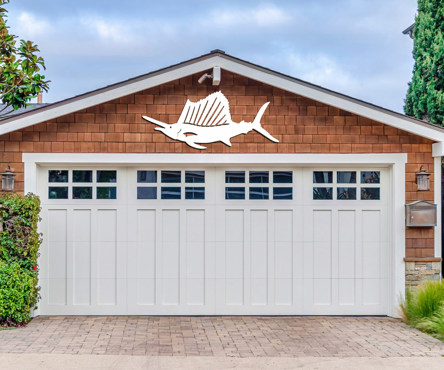 Large Outdoor Sailfish Wall Art Sign, Weatherproof Beach House Exterior Fish Decor, Coastal Saltwater Fishing Gable Art