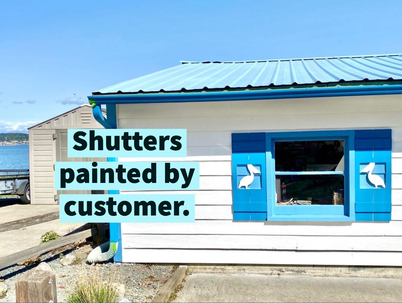 Weatherproof Pelican Bird Window Shutters for Outdoor Beach House or Coastal Home Decor (Standard Shutter Size)
