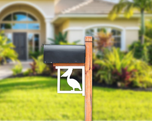 pelican bird mailbox bracket, outdoor coastal home bird decor