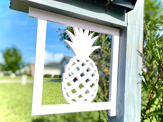 Tropical Pineapple Mailbox Bracket, Weatherproof PVC Coastal Beach House Decor, Screen Door Decor, Outdoor Home Accent, Exterior Mailbox Sign