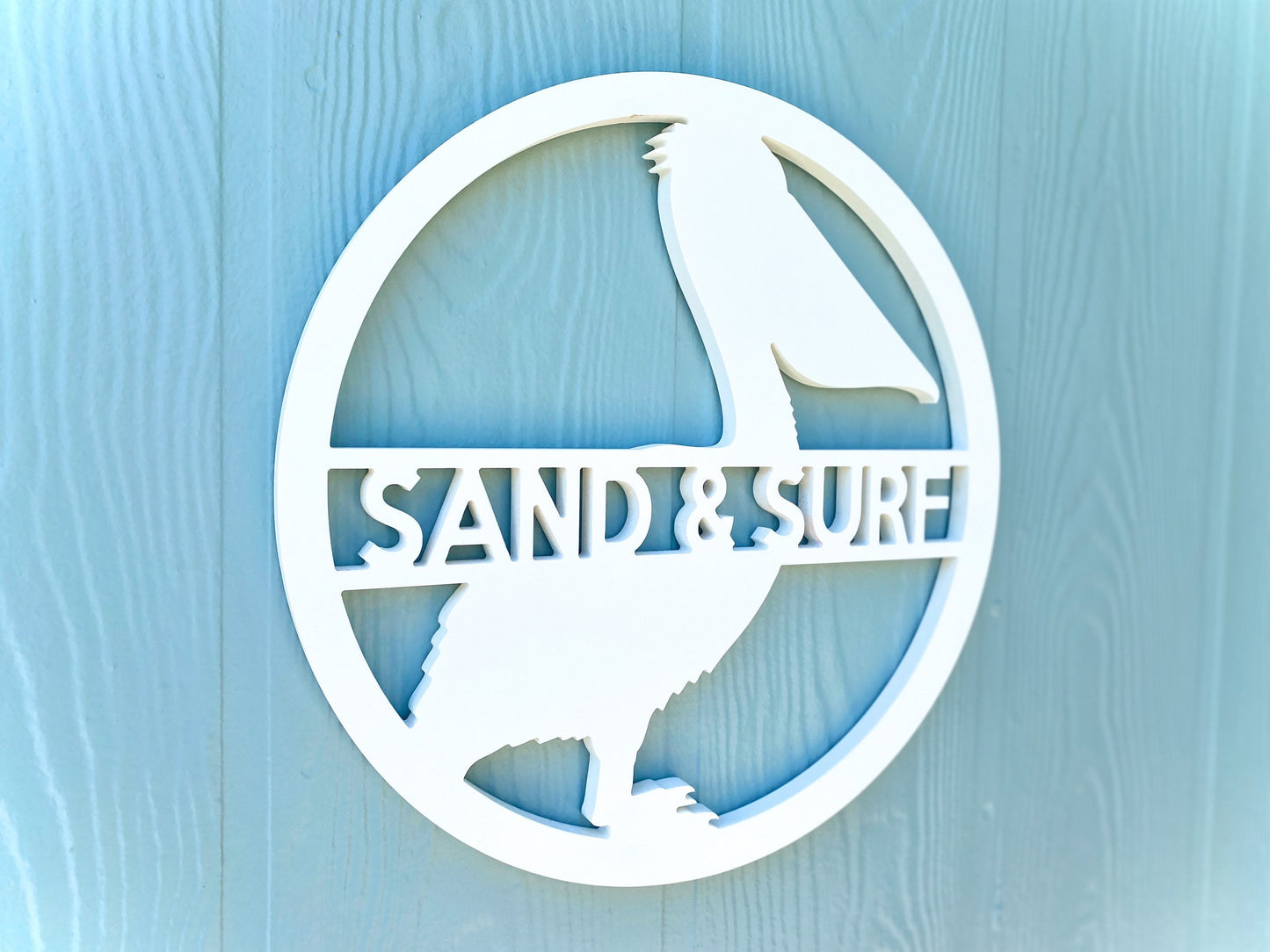 Weatherproof PVC Pelican Door Hanger, Personalized Exterior Home Decor, Coastal Beach House Outdoor Sign, Pelican Beach Bird