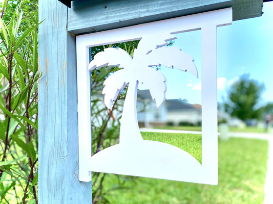 Palm Tree Mailbox Bracket, Weatherproof PVC Coastal Beach House Decor, Screen Door Decor, Outdoor Home Accent, Exterior Mailbox Sign