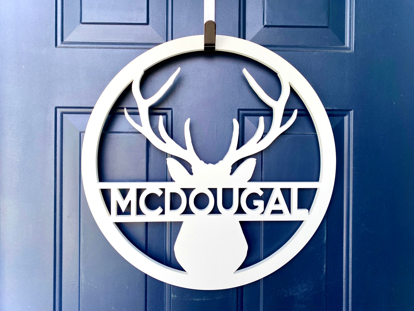 Personalized Deer Antler Wreath Sign: Fall Decor, Lake House Cabin - Weatherproof Hunting Door Hanger, weatherproof rustic farmhouse deer decor