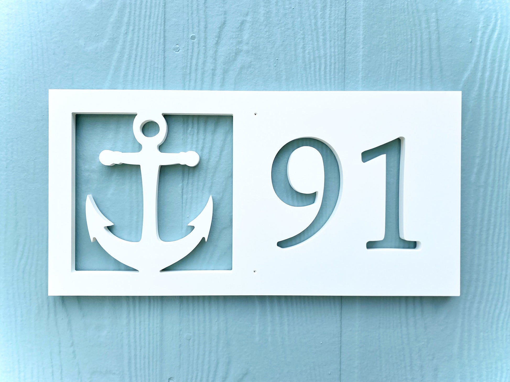 Choose Your Design / 1 - 2 Digit Horizontal Address Sign for House, Coastal Beach House Exterior Decor, PVC Weatherproof House Numbers