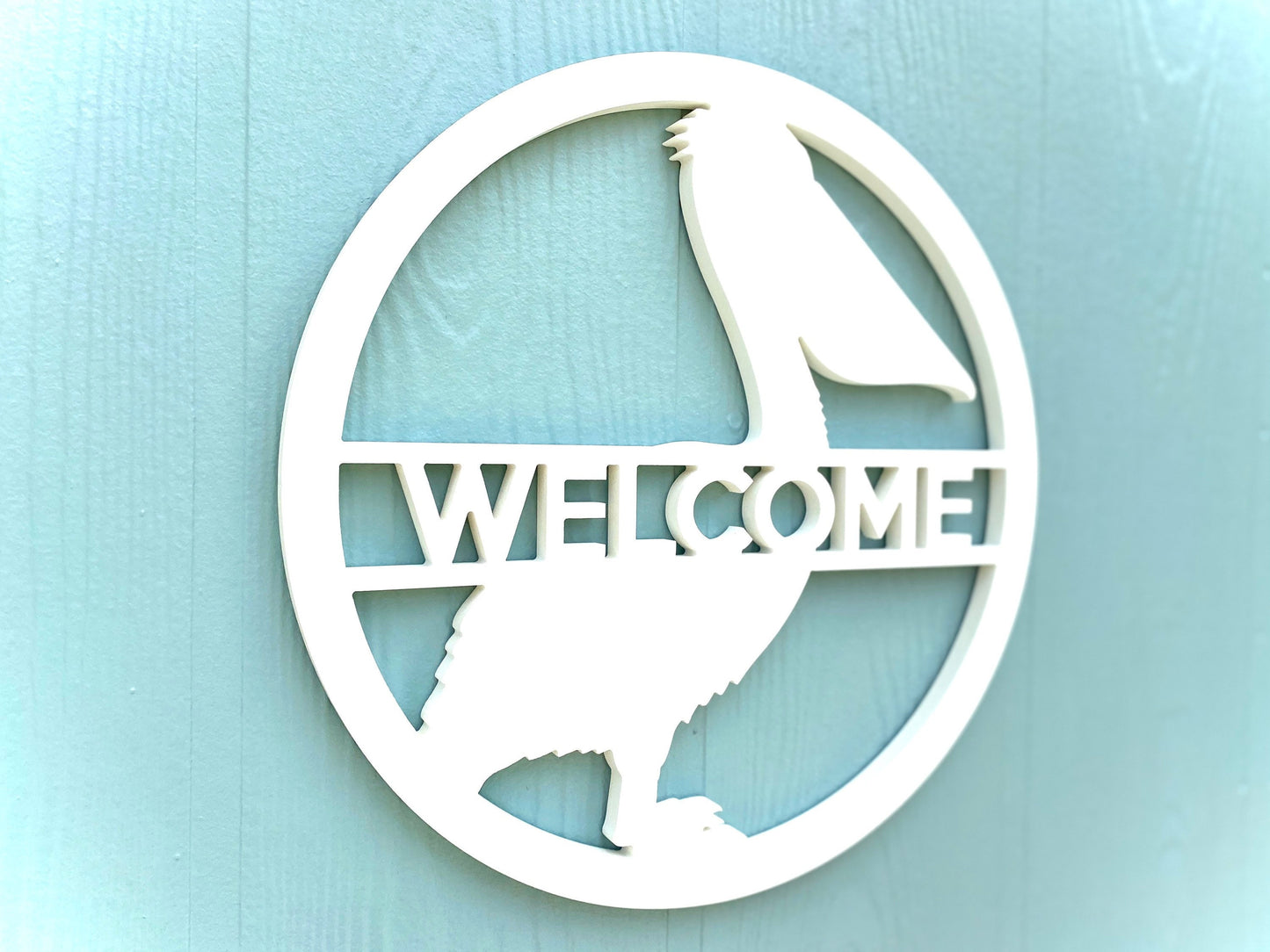 Weatherproof PVC Pelican Door Hanger, Personalized Exterior Home Decor, Coastal Beach House Outdoor Sign, Pelican Beach Bird