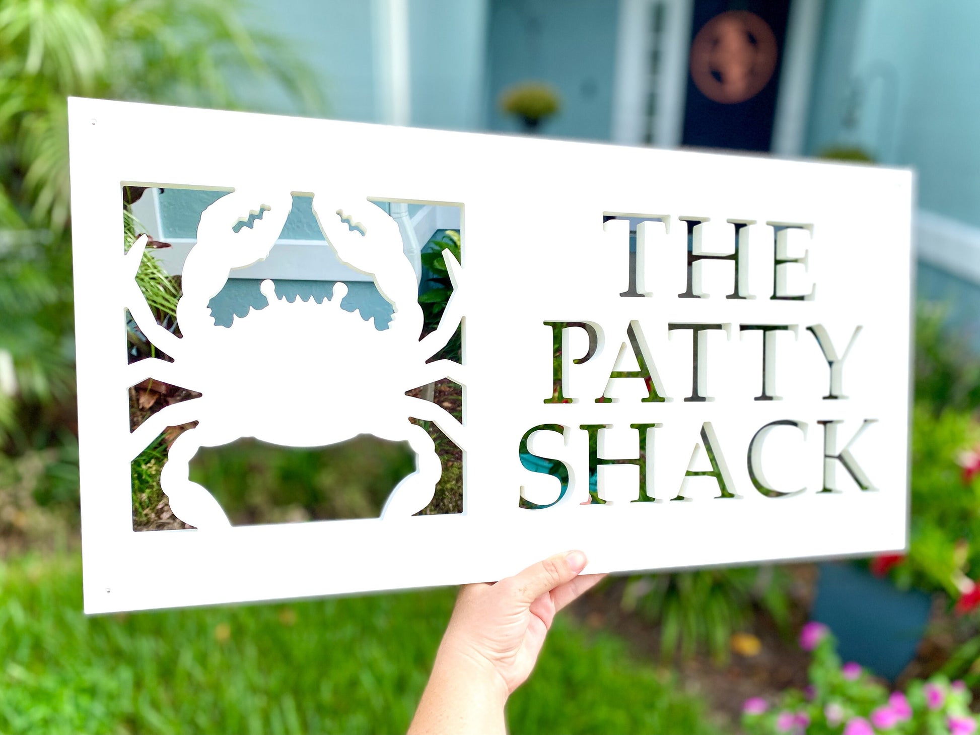Custom Crab Beach House Name Sign, Weatherproof Personalized Home Name, Coastal Beach House Decor, Outdoor Exterior PVC Sign
