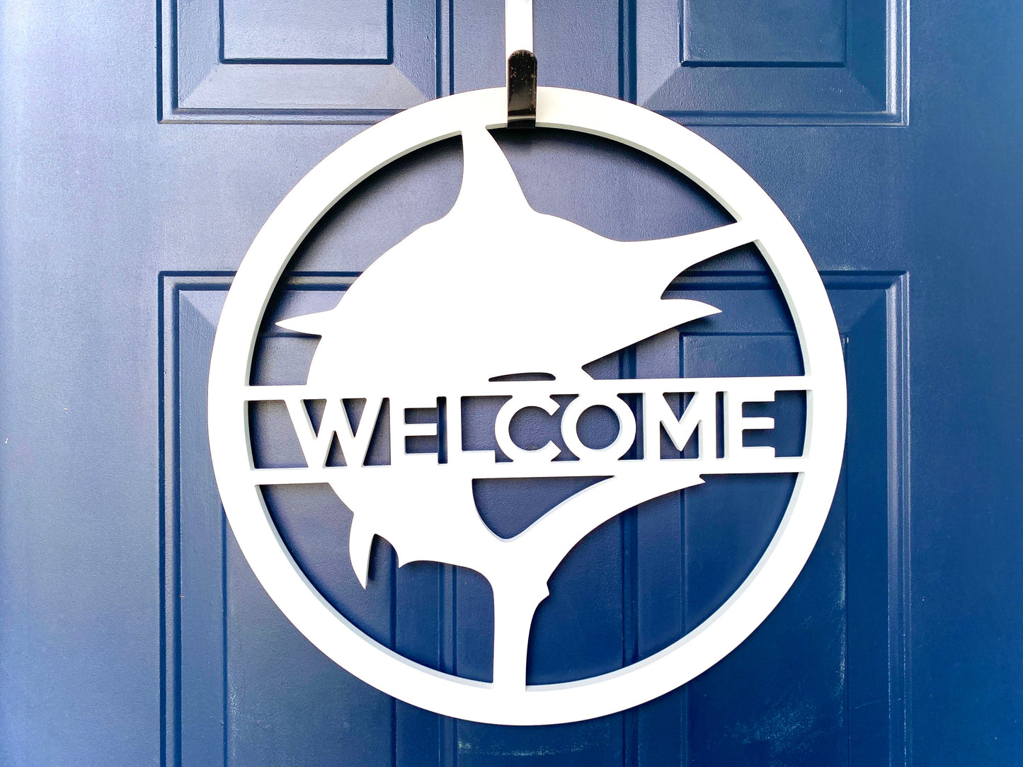 Weatherproof Marlin House Sign, Custom Fishing Decor Front Door Hanger, Beach House Coastal Decor, Outdoor Home Sign