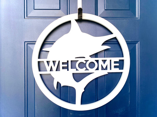 Weatherproof Marlin House Sign, Custom Fishing Decor Front Door Hanger, Beach House Coastal Decor, Outdoor Home Sign