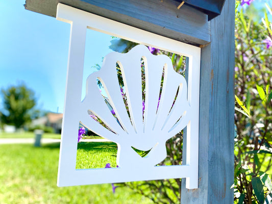 Seashell Mailbox Bracket, Weatherproof PVC Coastal Beach House Decor, Screen Door Decor, Outdoor Home Accent, Exterior Mailbox Sign