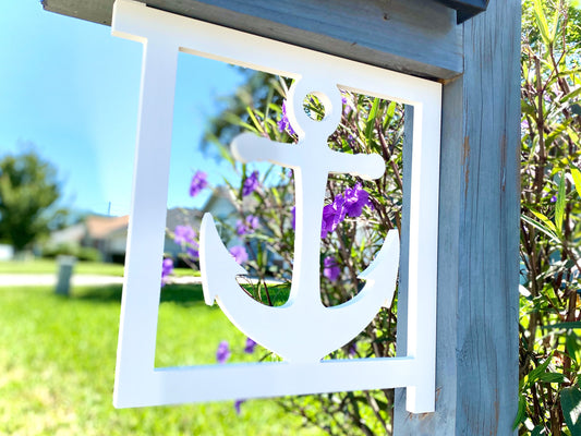 Nautical Anchor Mailbox Bracket, Weatherproof PVC Coastal Beach House Decor, Screen Door Decor, Outdoor Home Accent, Exterior Mailbox Sign