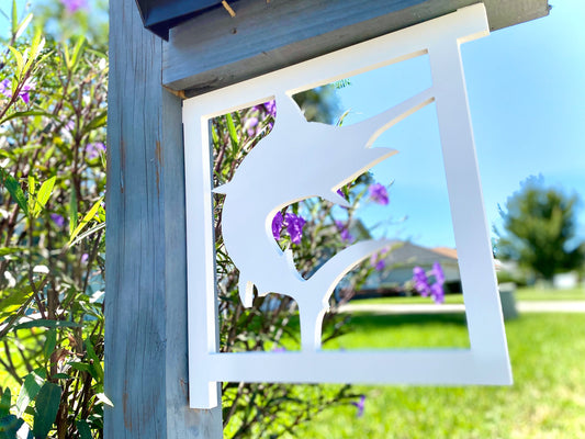 Marlin Fishing Mailbox Bracket, Weatherproof PVC Coastal Beach House Decor, Screen Door Decor, Outdoor Home Accent, Exterior Mailbox Sign
