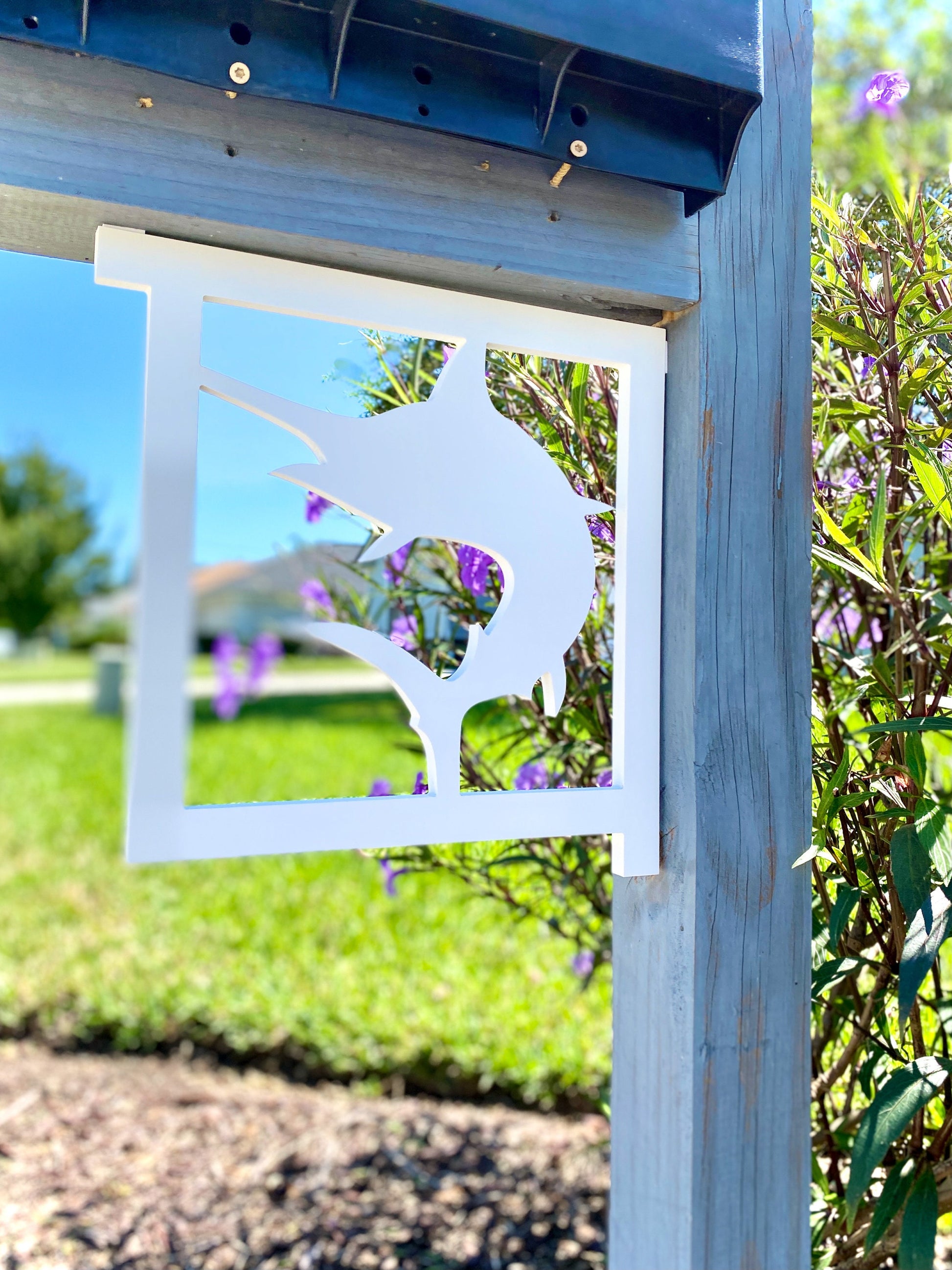 Marlin Fishing Mailbox Bracket, Weatherproof PVC Coastal Beach House Decor, Screen Door Decor, Outdoor Home Accent, Exterior Mailbox Sign