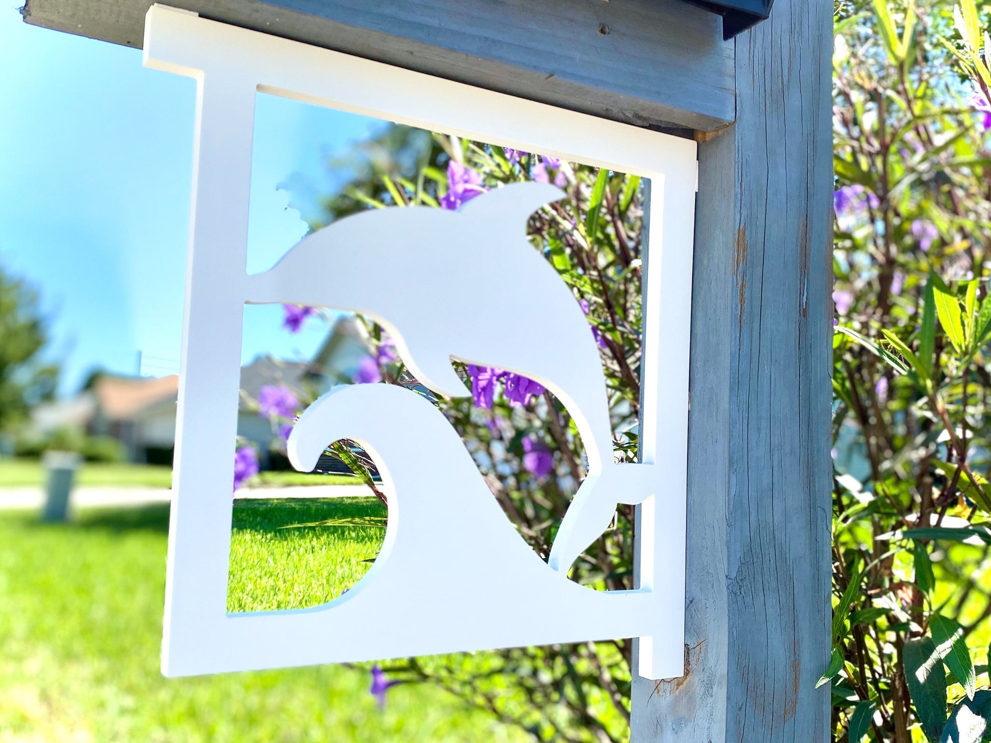 Dolphin Mailbox Bracket, Weatherproof PVC Coastal Beach House Decor, Screen Door Decor, Outdoor Home Accent, Exterior Mailbox Sign