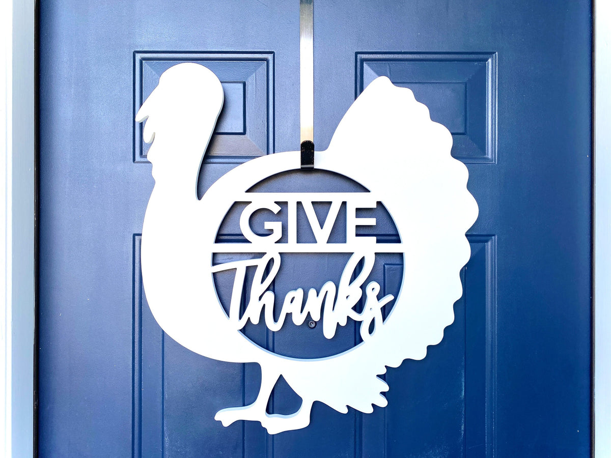 Give Thanks Turkey Door Hanger: Weatherproof Thanksgiving Decor