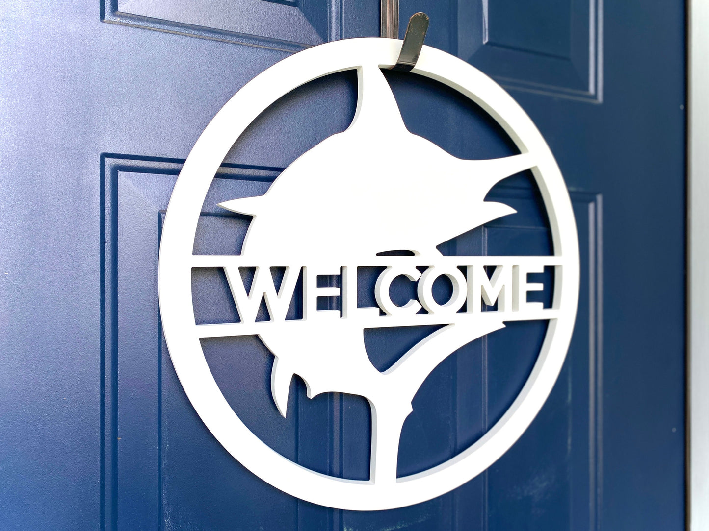 Weatherproof Marlin House Sign, Custom Fishing Decor Front Door Hanger, Beach House Coastal Decor, Outdoor Home Sign