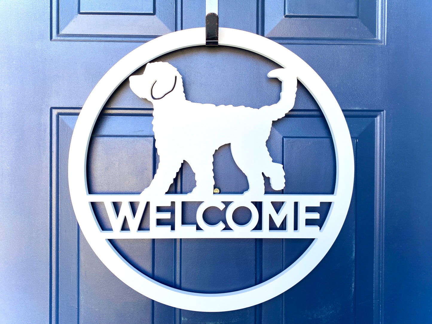 Hey Dood Dog Door Hanger, Weatherproof Doodle Dog Decor, Goldendoodle Outdoor Welcome Sign, Gift For Dog Lover, Dog Wreath For Front Door