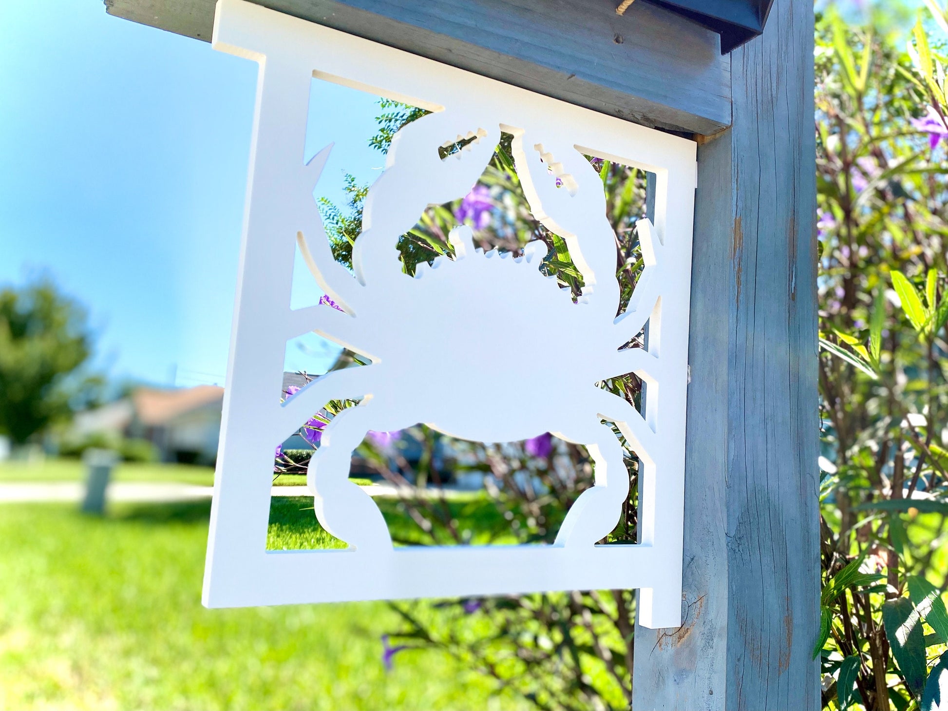 Ocean Crab Mailbox Bracket, Weatherproof PVC Coastal Beach House Decor, Screen Door Decor, Outdoor Home Accent, Exterior Mailbox Sign