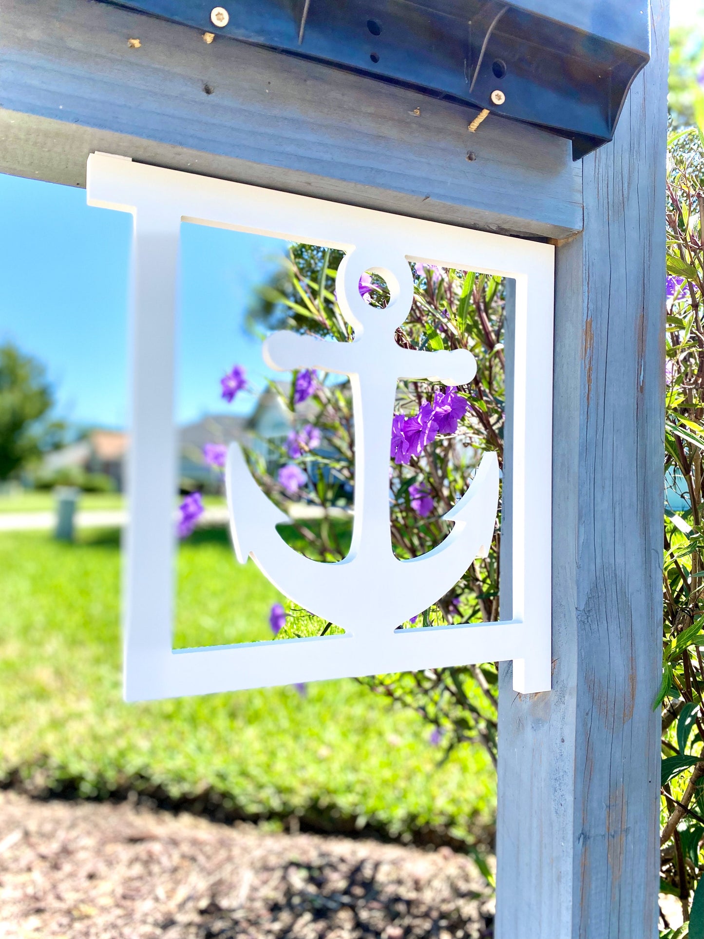 Nautical Anchor Mailbox Bracket, Weatherproof PVC Coastal Beach House Decor, Screen Door Decor, Outdoor Home Accent, Exterior Mailbox Sign