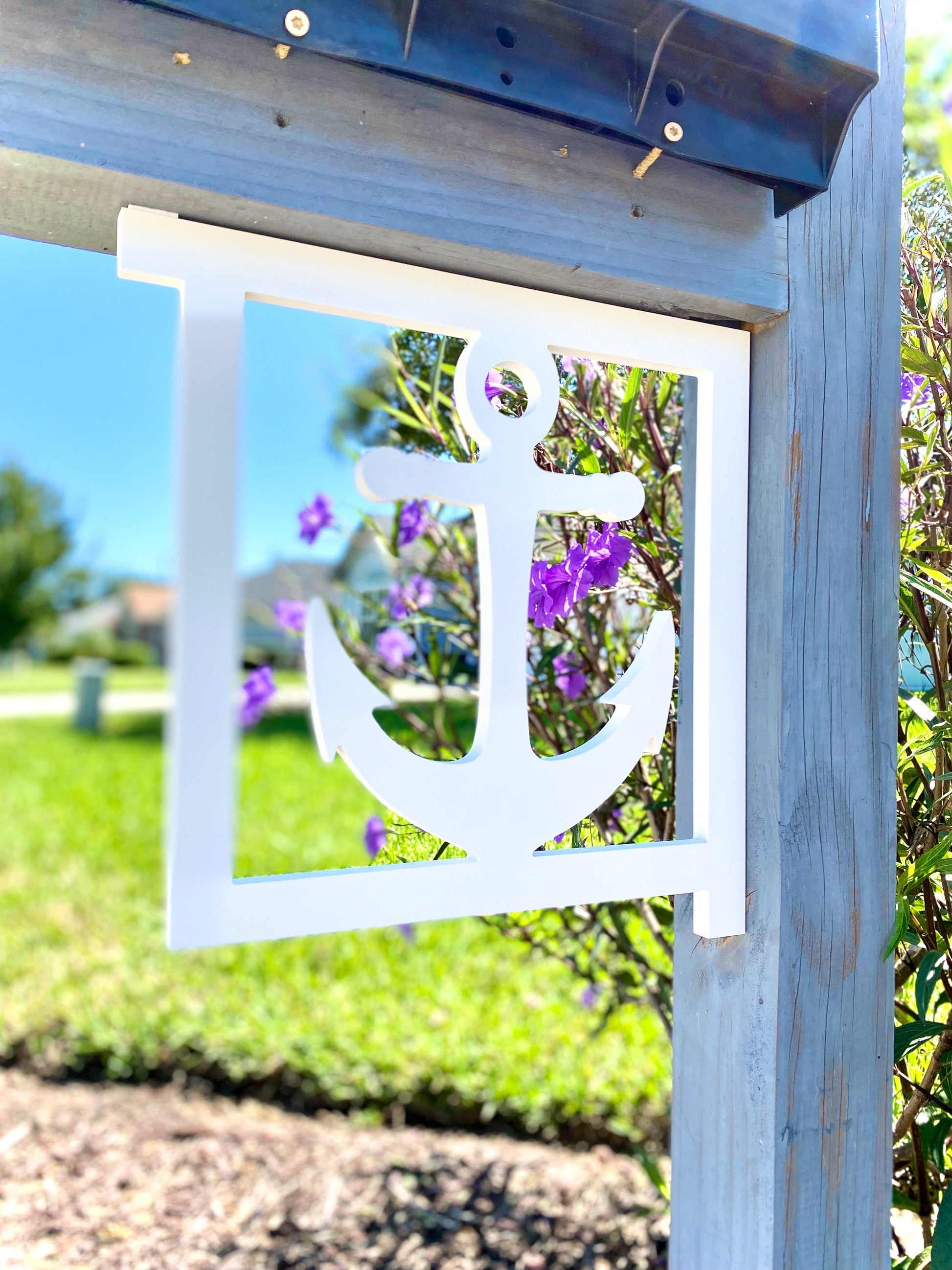 Nautical Anchor Mailbox Bracket, Weatherproof PVC Coastal Beach House Decor, Screen Door Decor, Outdoor Home Accent, Exterior Mailbox Sign