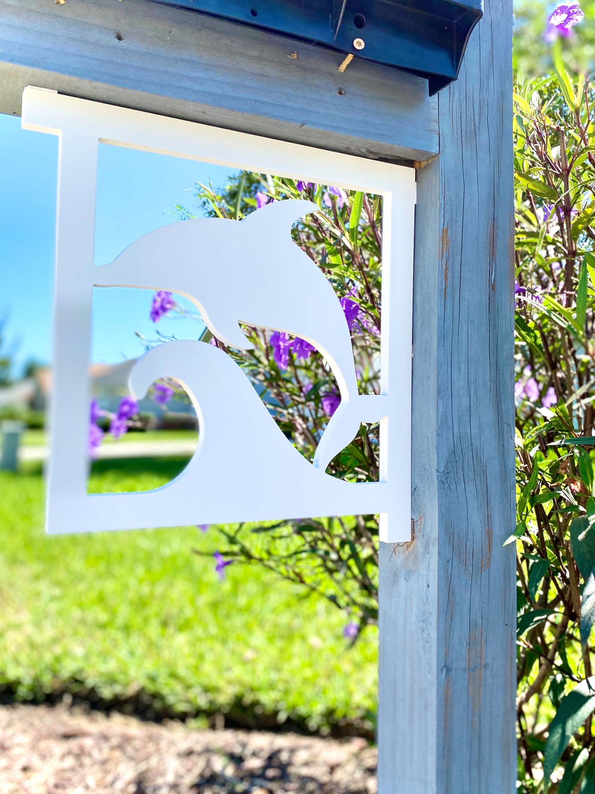 Dolphin Mailbox Bracket, Weatherproof PVC Coastal Beach House Decor, Screen Door Decor, Outdoor Home Accent, Exterior Mailbox Sign