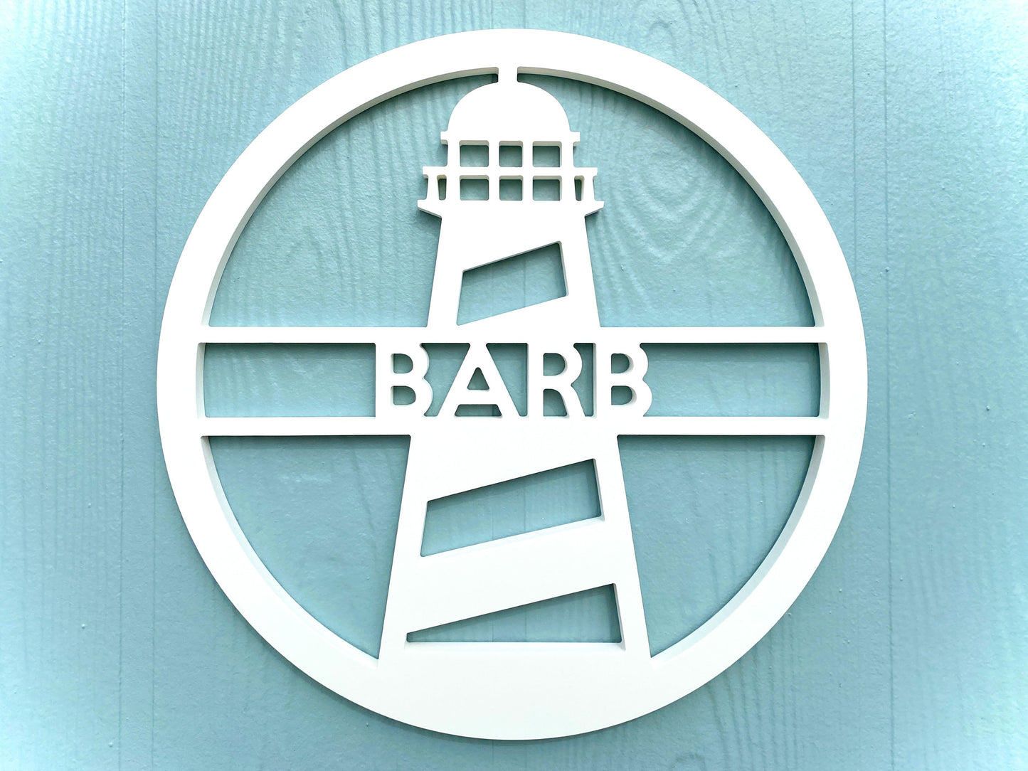 Lighthouse Name Sign, Nautical Light House Front Door Hanger, Weatherproof Coastal Beach House Decor, Exterior Home Decor, Nautical Nursery