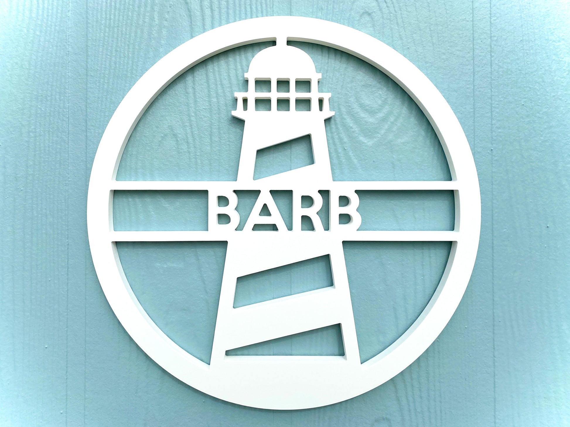 Lighthouse Name Sign, Nautical Light House Front Door Hanger, Weatherproof Coastal Beach House Decor, Exterior Home Decor, Nautical Nursery