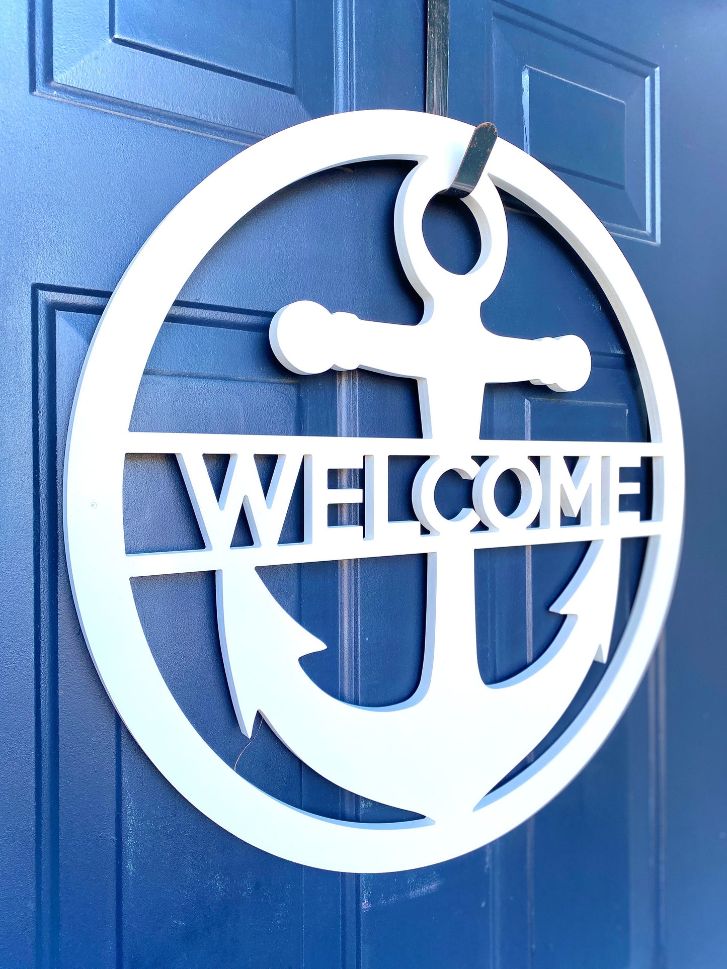 Weatherproof Anchor Door Hanger, Nautical Exterior Welcome Sign, Outdoor Coastal Home Beach House Decor, Last Name Front Door Hanger