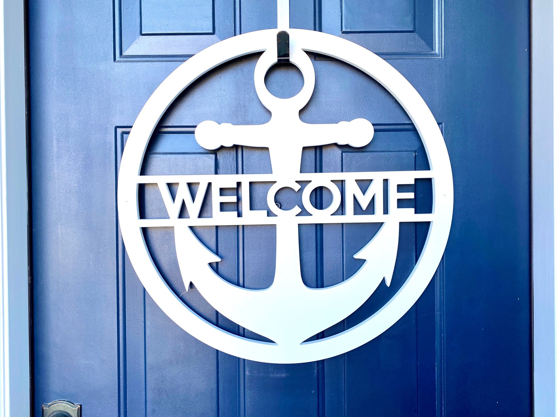 Weatherproof Anchor Door Hanger, Nautical Exterior Welcome Sign, Outdoor Coastal Home Beach House Decor, Last Name Front Door Hanger