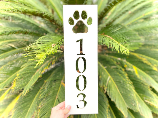Dog Paw Address Sign for House, PVC Weatherproof House Address Plaque, Outdoor House Numbers, Dog Lovers Home Decor