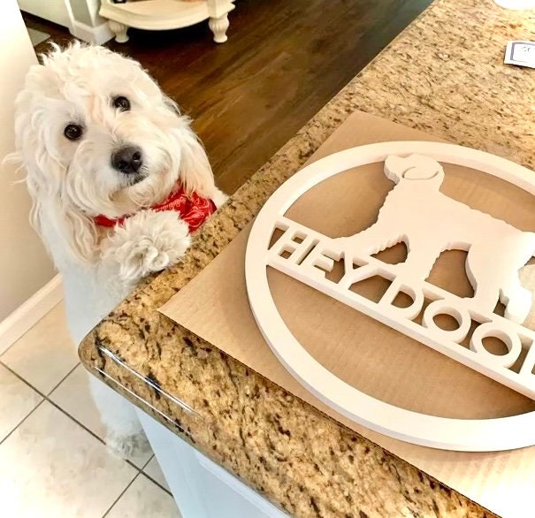 Hey Dood Dog Door Hanger, Weatherproof Doodle Dog Decor, Goldendoodle Outdoor Welcome Sign, Gift For Dog Lover, Dog Wreath For Front Door