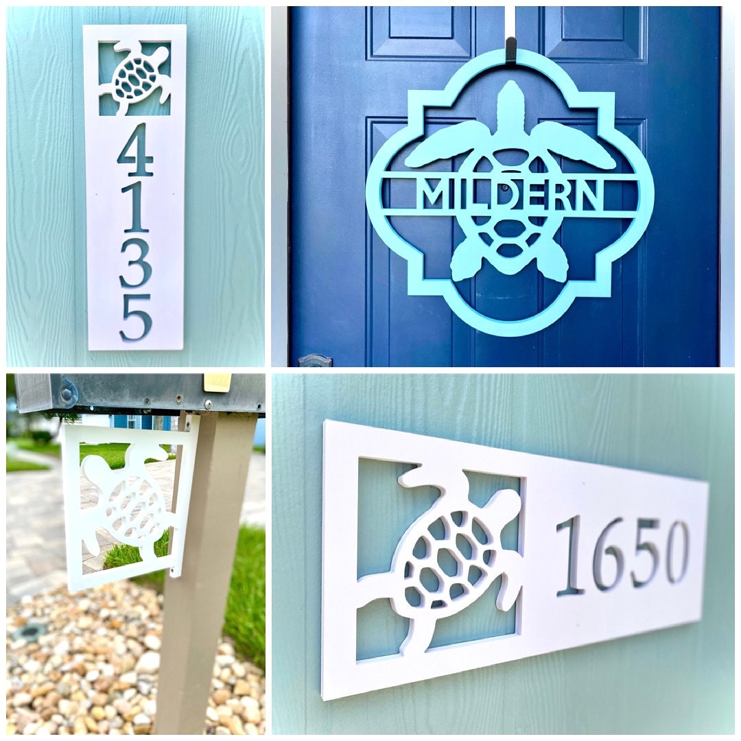 Custom PVC Sea Turtle Door Hanger, Exterior Weatherproof House Sign, Coastal Beach House Decor, Pool House Welcome Sign