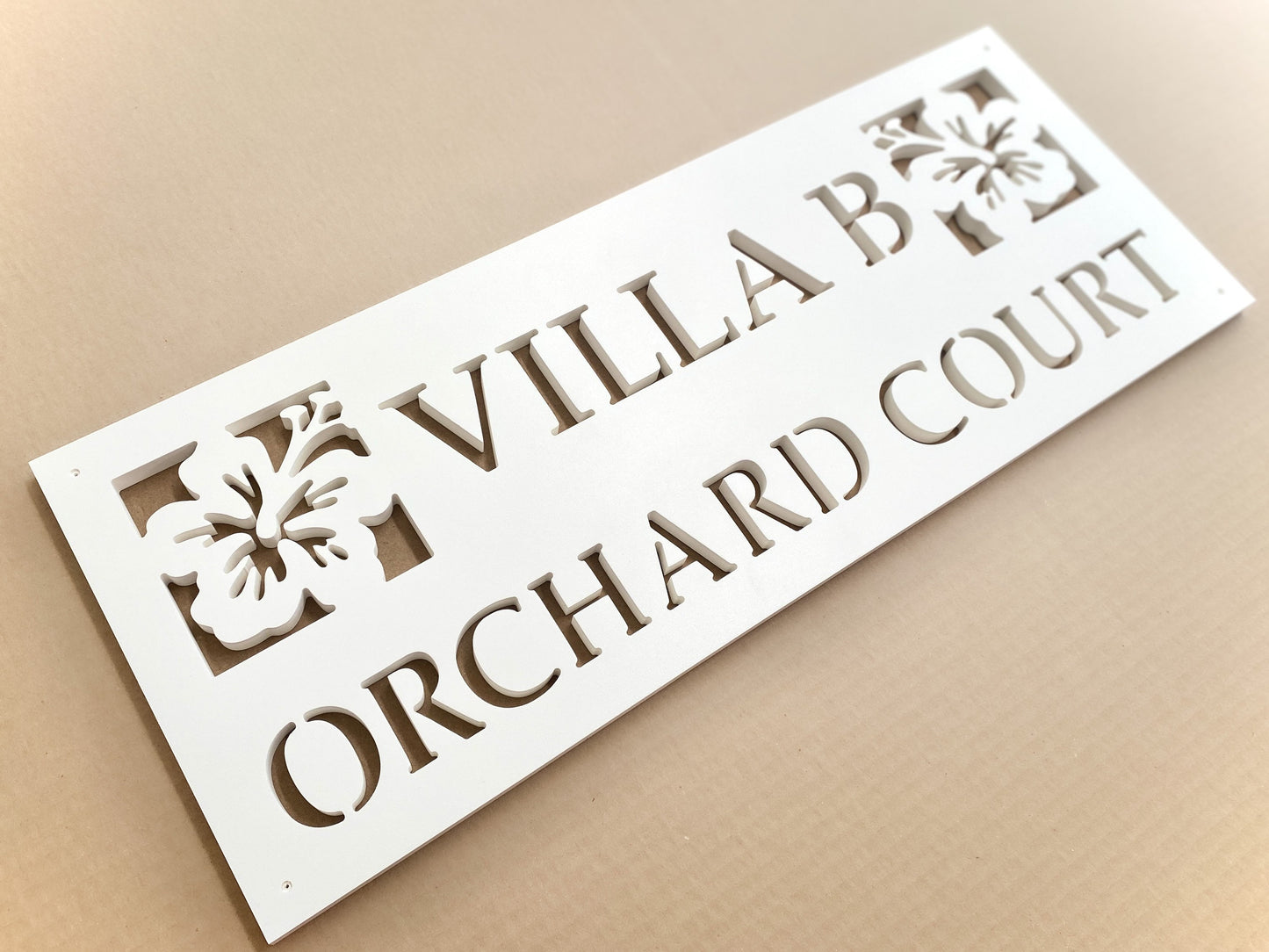 Street Name Address Plate with Hibiscus Flower, Tropical Home Decor, Outdoor PVC Weatherproof House Numbers, Beach House Address Numbers