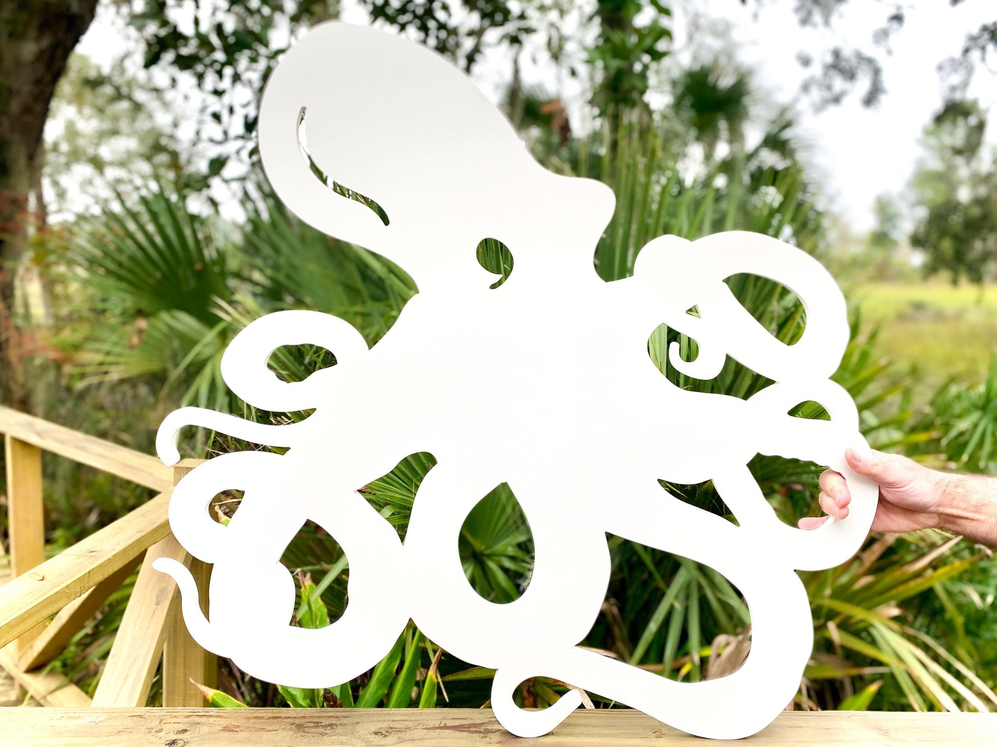 Large Octopus Sign for Beach House, Weatherproof PVC Exterior Art, Coastal Home Decor, Big Outdoor Beach Art for House Wall or Fence