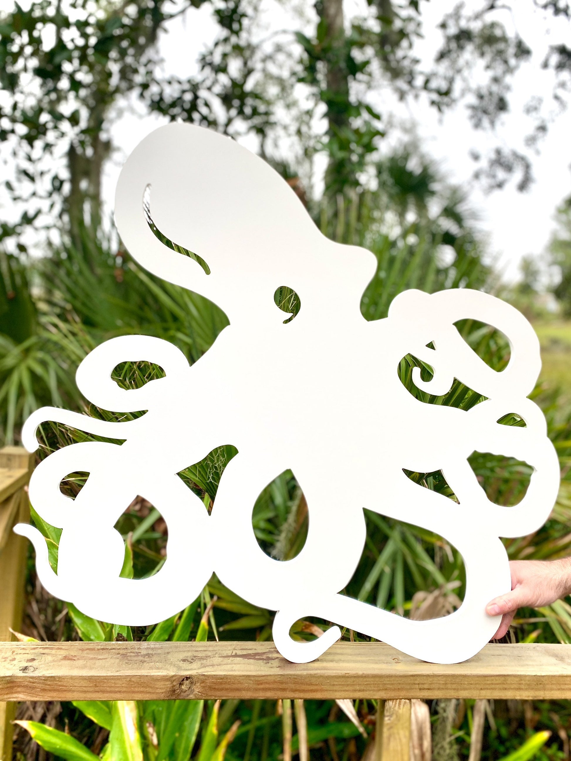 Large Octopus Sign for Beach House, Weatherproof PVC Exterior Art, Coastal Home Decor, Big Outdoor Beach Art for House Wall or Fence