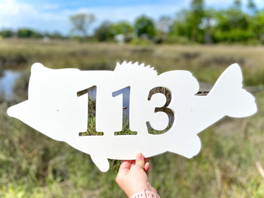 Largemouth Bass Fish Address Sign, Lake House Address Numbers, Outdoor PVC Weatherproof Sign, Fishing Home Decor