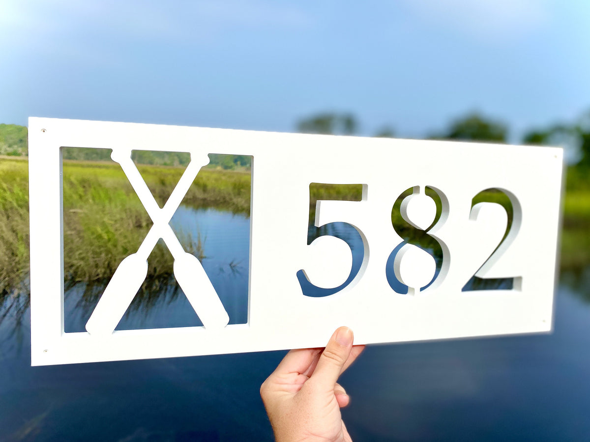 Weatherproof Crossed Paddles Address Sign, Coastal House Numbers with ...