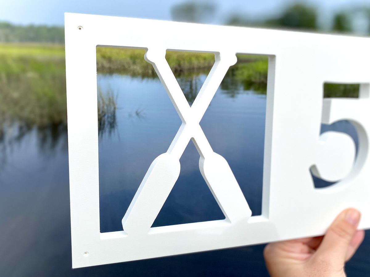 Weatherproof Crossed Paddles Address Sign, Coastal House Numbers with ...