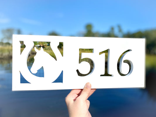 Horse Address Sign, Horseshoe House Numbers, Horse Stable Address Plaque, Weatherproof PVC Home Address, Modern Country Farmhouse