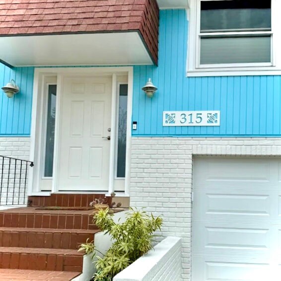 Sea Turtle Address for Beach House, Narrow Horizontal Address Sign, Coastal Home Exterior Decor, Outdoor PVC Weatherproof House Numbers