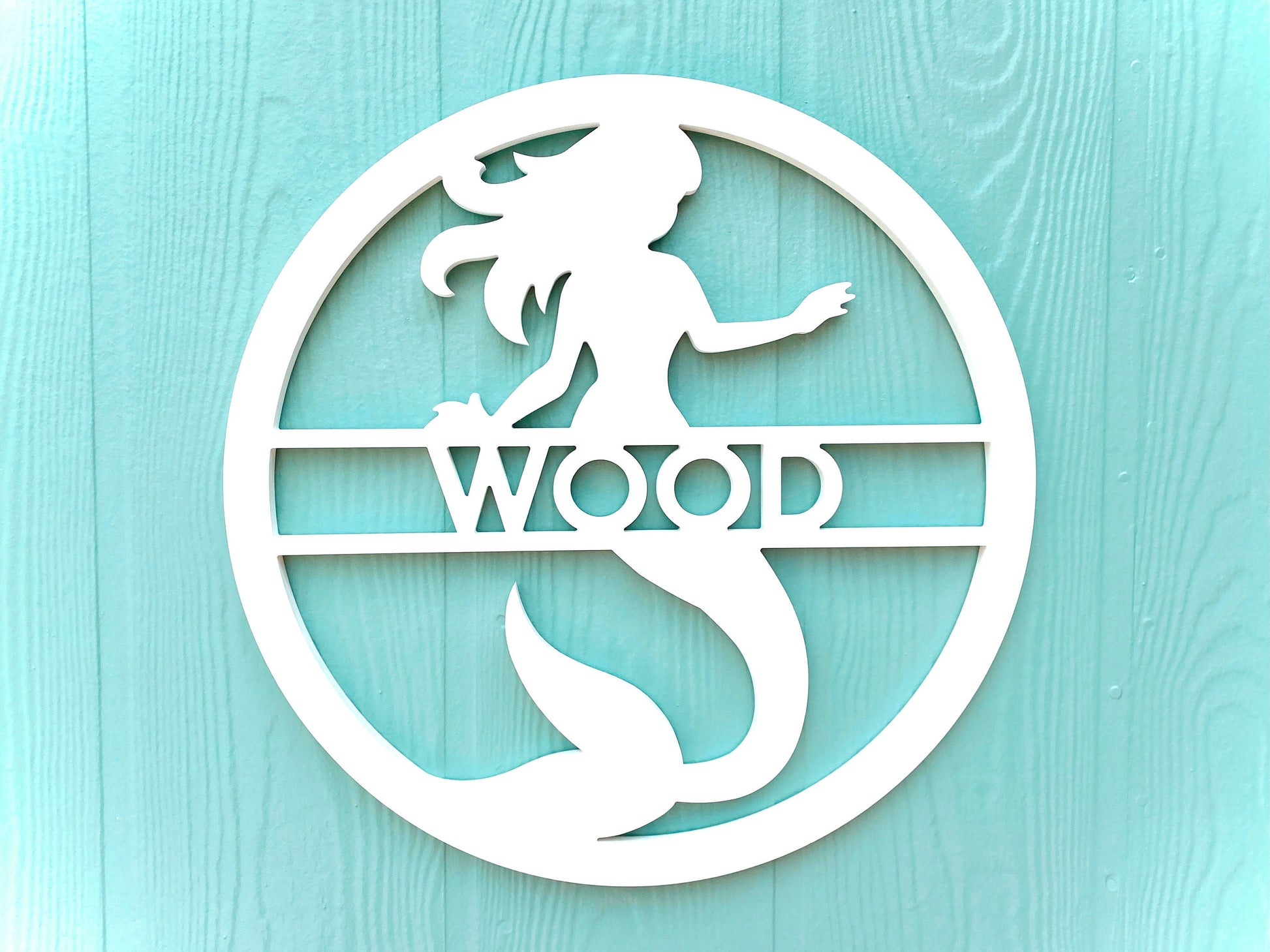 Mermaid Name Sign, Mermaid Front Door Hanger, Weatherproof Coastal Beach House Decor, Exterior Nautical Mermaid Home Decor