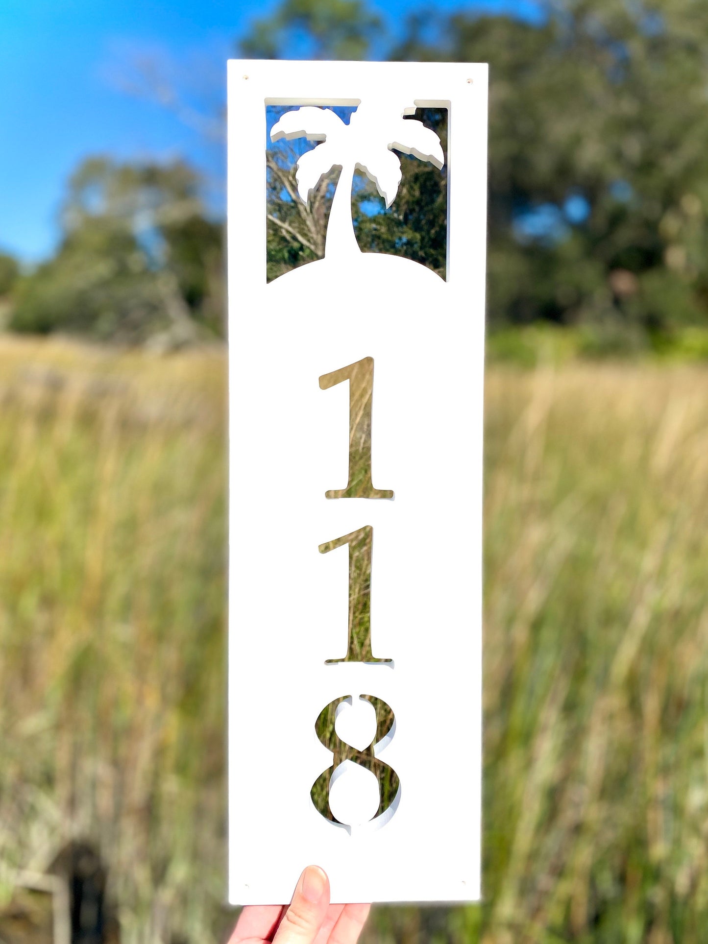 Palm Tree Address Sign, Weatherproof House Numbers for Beach House, Exterior Coastal Home Decor, Tropical Address Numbers