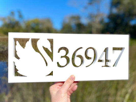 Swan Address Sign for House, Weatherproof House Numbers, Coastal Home Decor, Lake House Sign, Bird Decor