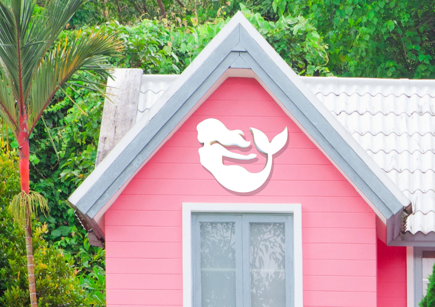 Large Exterior Mermaid, Weatherproof PVC Beach House Decor, Big Outdoor Wall Art, Florida Home Yard Art, Coastal Decor, Mermaid Decoration