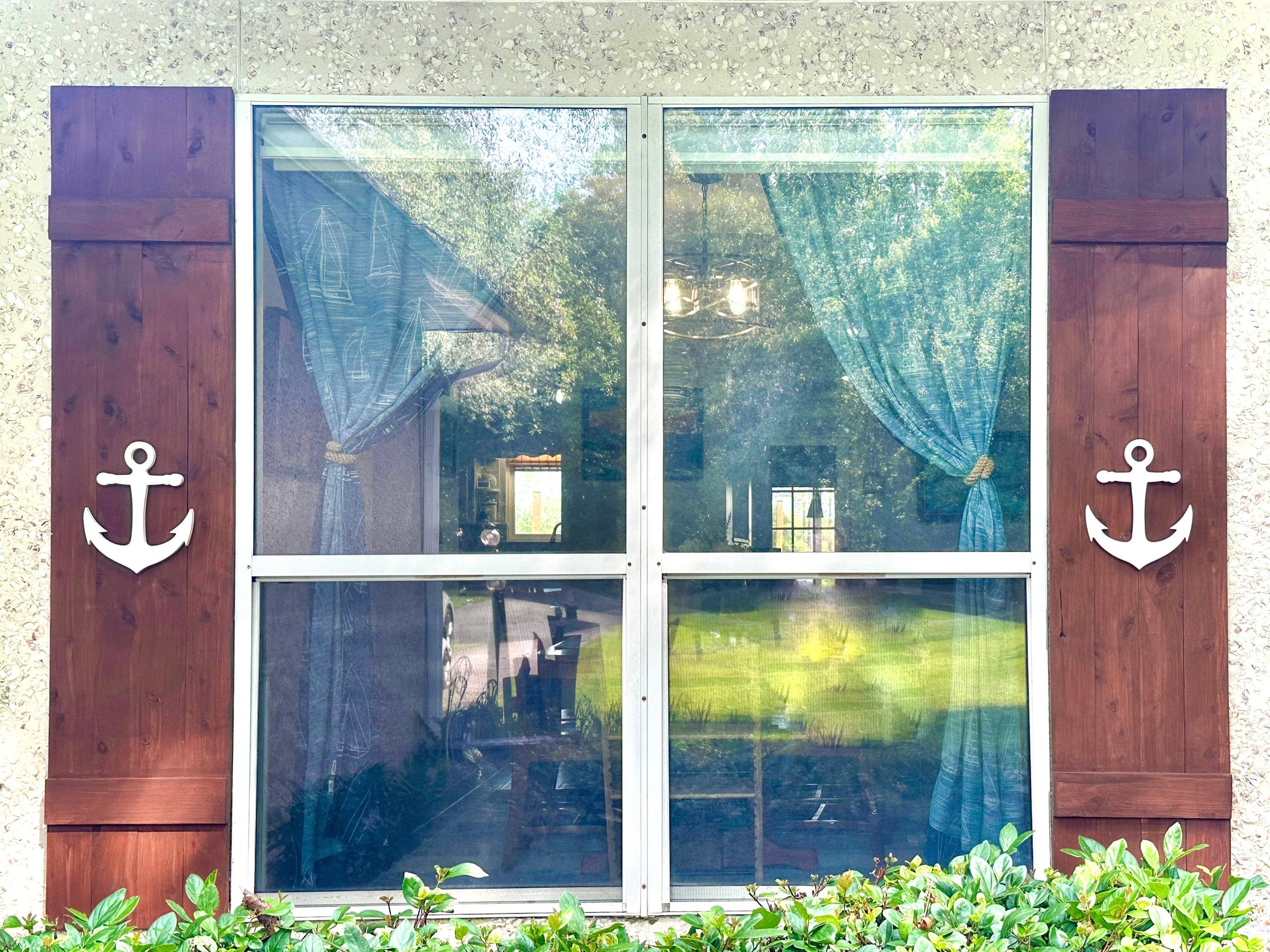 Anchor Shutter Add-On Decorations Set, Weatherproof PVC Exterior House Decor, Beach House Decor, Coastal Home Shutter Embellishments