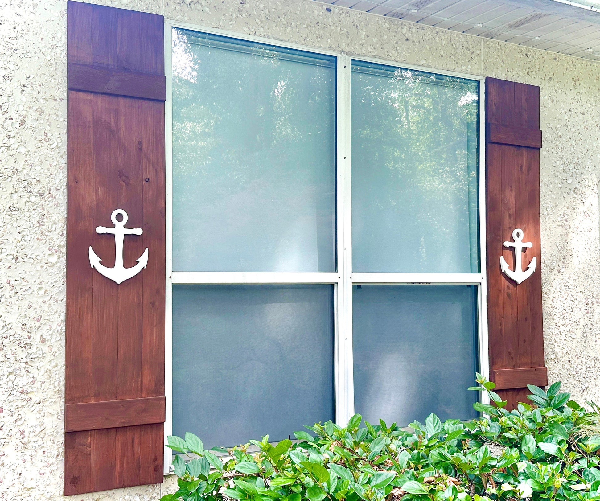 Anchor Shutter Add-On Decorations Set, Weatherproof PVC Exterior House Decor, Beach House Decor, Coastal Home Shutter Embellishments